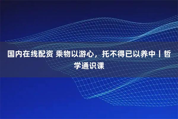 国内在线配资 乘物以游心，托不得已以养中丨哲学通识课